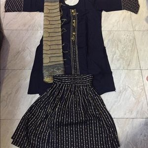 Black sharara set with chanderi dupata